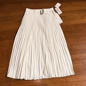 Reiss White A-Line Pleated Skirt